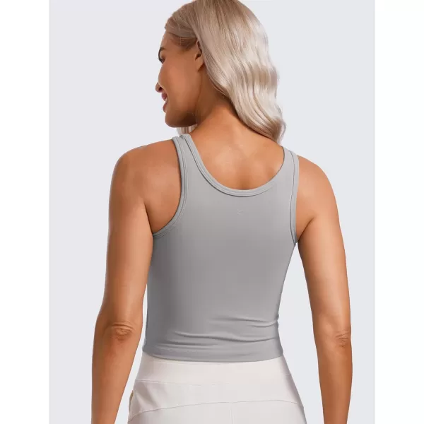 CRZ YOGA Womens Butterluxe Double Lined Tank Tops Scoop Neck Racerback Workout Tanks Sleeveless Casual Cropped TopGull Gray