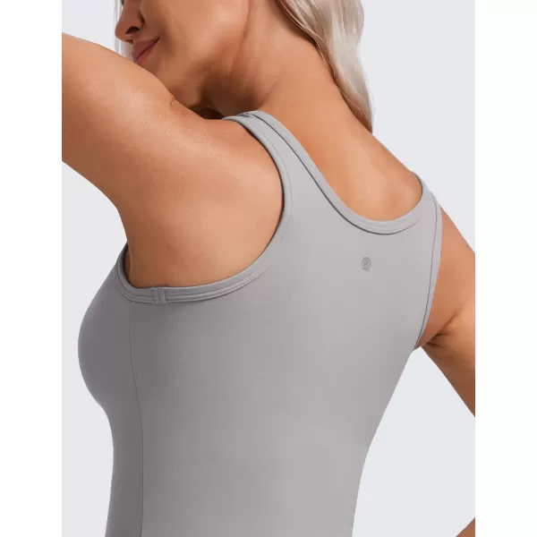 CRZ YOGA Womens Butterluxe Double Lined Tank Tops Scoop Neck Racerback Workout Tanks Sleeveless Casual Cropped TopGull Gray