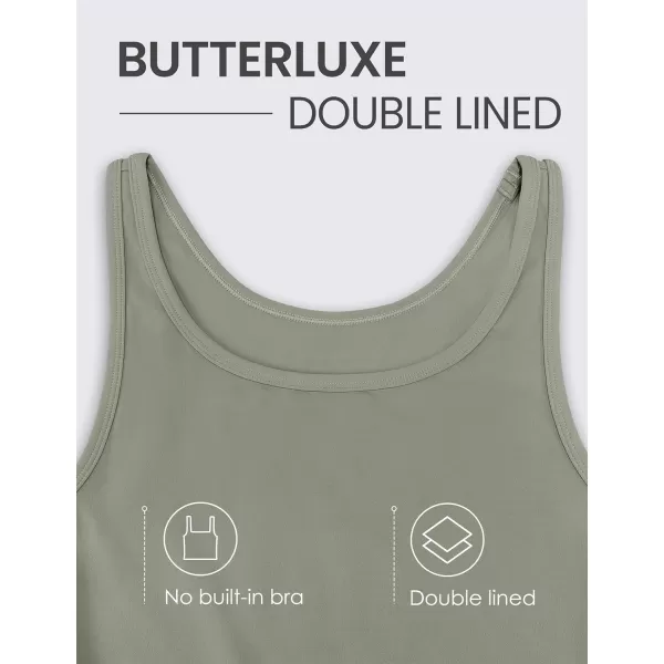 CRZ YOGA Womens Butterluxe Double Lined Tank Tops Scoop Neck Racerback Workout Tanks Sleeveless Casual Cropped TopLight Army Green