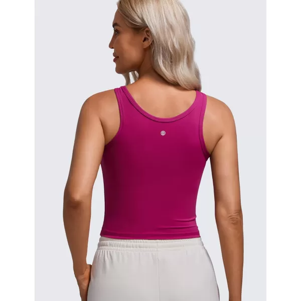 CRZ YOGA Womens Butterluxe Double Lined Tank Tops Scoop Neck Racerback Workout Tanks Sleeveless Casual Cropped TopMagenta Purple