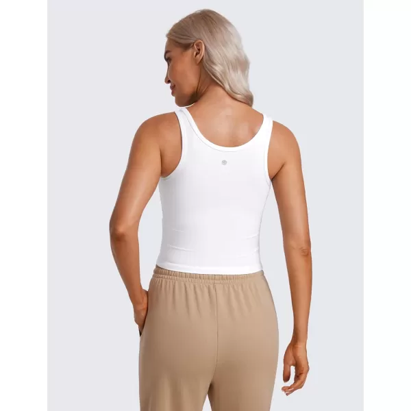 CRZ YOGA Womens Butterluxe Double Lined Tank Tops Scoop Neck Racerback Workout Tanks Sleeveless Casual Cropped TopWhite