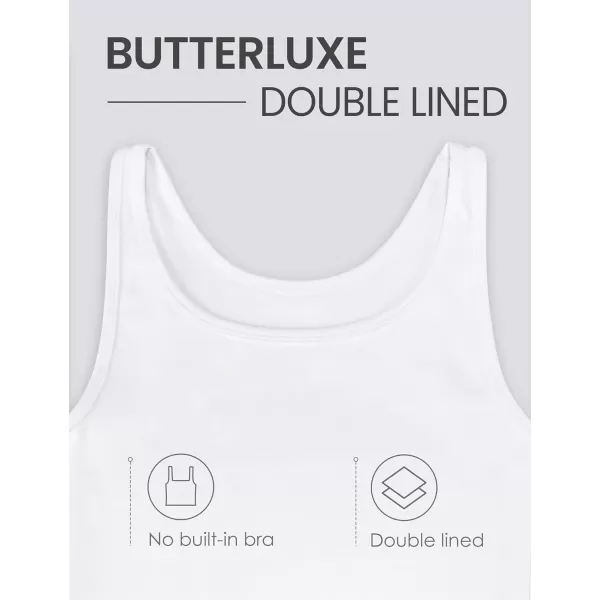 CRZ YOGA Womens Butterluxe Double Lined Tank Tops Scoop Neck Racerback Workout Tanks Sleeveless Casual Cropped TopWhite