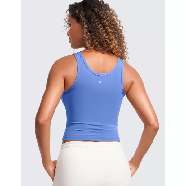CRZ YOGA Womens Butterluxe Double Lined Tank Tops Scoop Neck Racerback Workout Tanks Sleeveless Casual Cropped TopWild Indigo