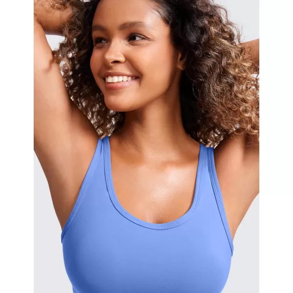 CRZ YOGA Womens Butterluxe Double Lined Tank Tops Scoop Neck Racerback Workout Tanks Sleeveless Casual Cropped TopWild Indigo