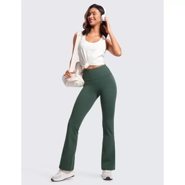 CRZ YOGA Womens Butterluxe High Waist Flare Pants 305  32  Wide Leg Bootcut Yoga Pants with Pocket Soft Lounge CasualDark Forest Green