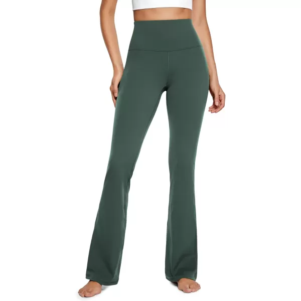 CRZ YOGA Womens Butterluxe High Waist Flare Pants 305  32  Wide Leg Bootcut Yoga Pants with Pocket Soft Lounge CasualDark Forest Green