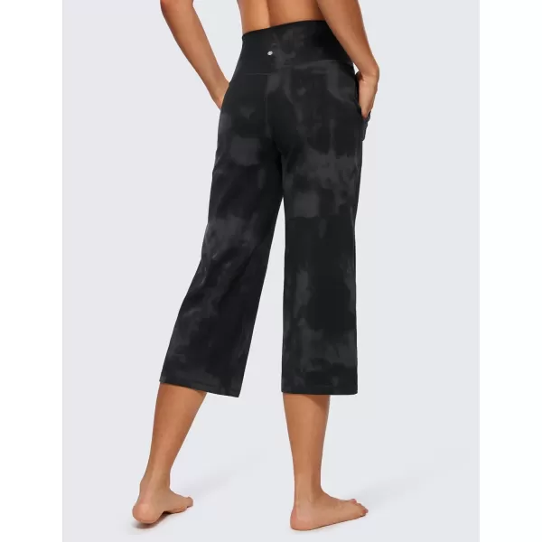 CRZ YOGA Womens Butterluxe High Waist Wide Leg Pants with Pockets 215 Inches  Buttery Soft Lounge Gym Workout Yoga CaprisBlack Tie Dye Flowers