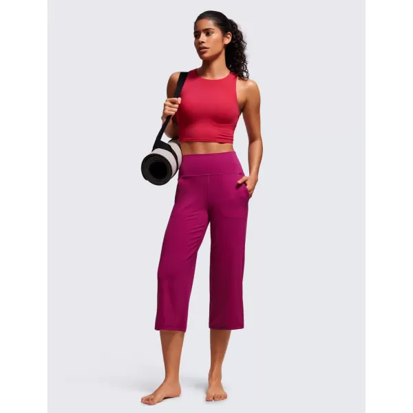 CRZ YOGA Womens Butterluxe High Waist Wide Leg Pants with Pockets 215 Inches  Buttery Soft Lounge Gym Workout Yoga CaprisMagenta Purple