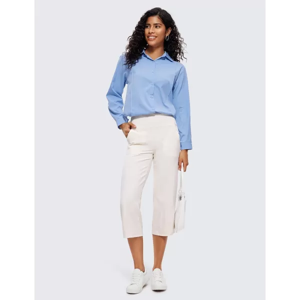 CRZ YOGA Womens Butterluxe High Waist Wide Leg Pants with Pockets 215 Inches  Buttery Soft Lounge Gym Workout Yoga CaprisWhite Apricot