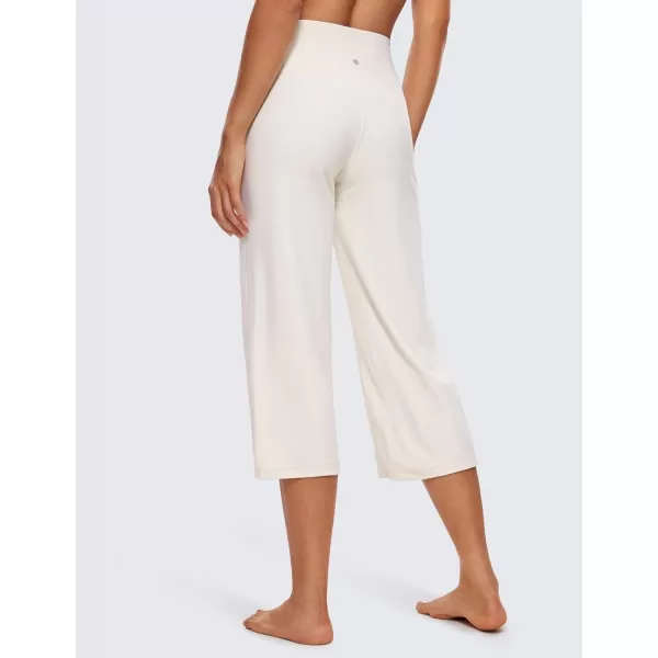 CRZ YOGA Womens Butterluxe High Waist Wide Leg Pants with Pockets 215 Inches  Buttery Soft Lounge Gym Workout Yoga CaprisWhite Apricot