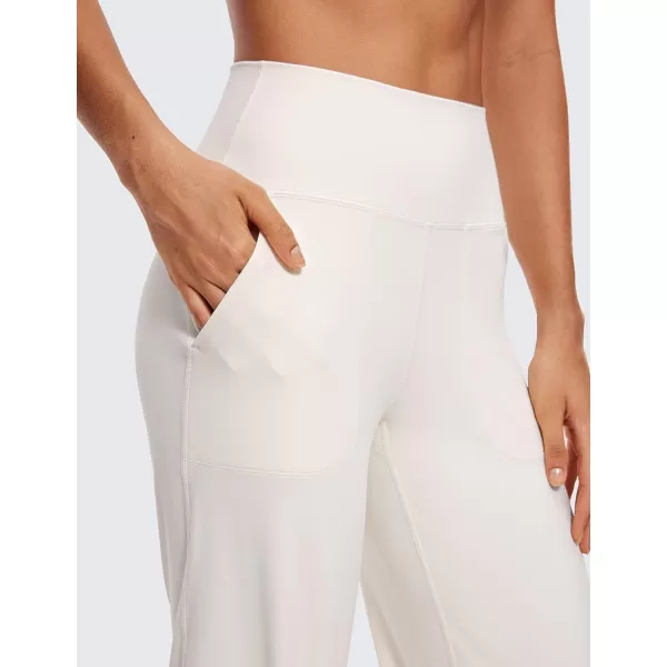 CRZ YOGA Womens Butterluxe High Waist Wide Leg Pants with Pockets 215 Inches  Buttery Soft Lounge Gym Workout Yoga CaprisWhite Apricot