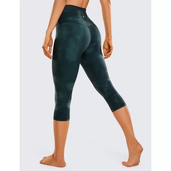 CRZ YOGA Womens Butterluxe High Waisted Lounge Legging 19 Inches  Workout Leggings Buttery Soft Capris Yoga PantsGreen Tiedye Flowers