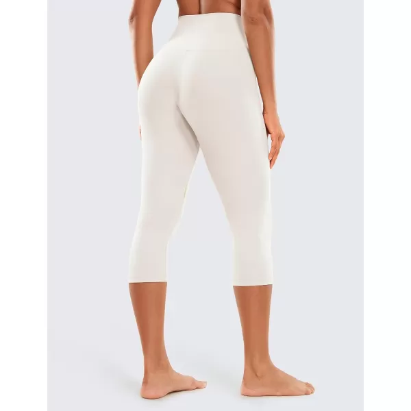 CRZ YOGA Womens Butterluxe High Waisted Lounge Legging 19 Inches  Workout Leggings Buttery Soft Capris Yoga PantsWhite Apricot