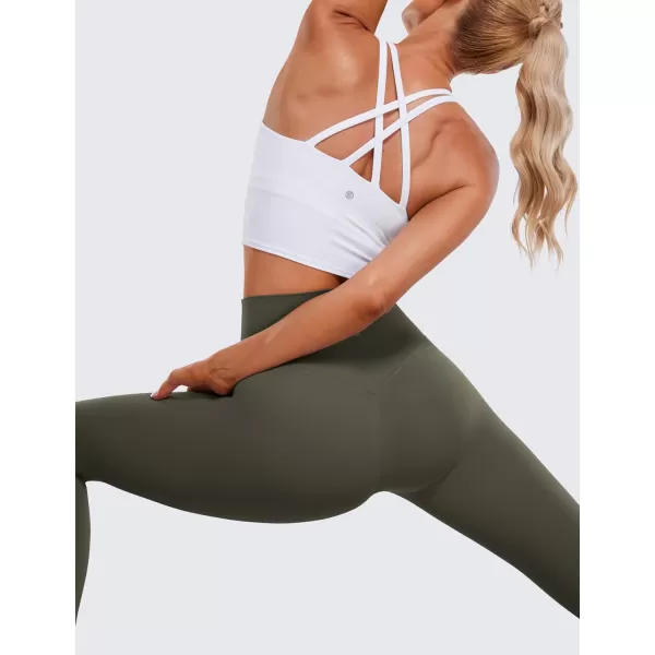 CRZ YOGA Womens Butterluxe High Waisted Yoga Leggings 25  28  Double Seamed Buttery Soft Comfy Athletic Gym Workout PantsLight Army Green