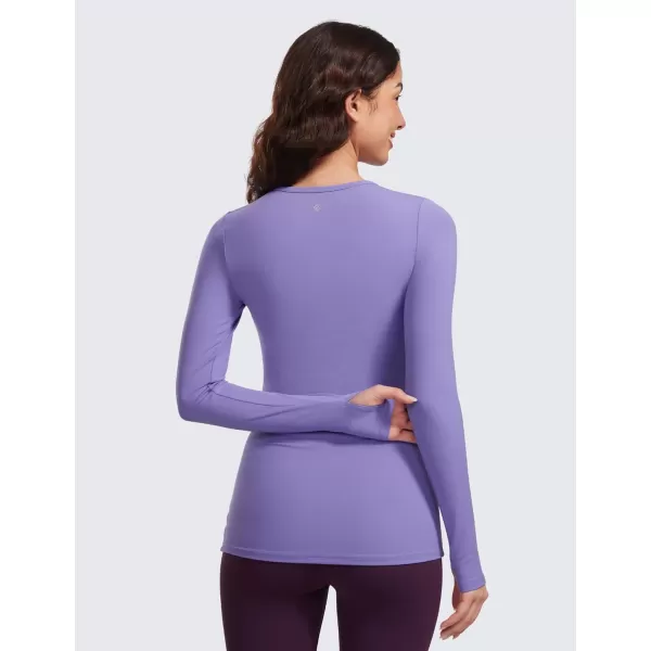 CRZ YOGA Womens Butterluxe Long Sleeve Maternity Tops Crewneck Pregnancy Basic Shirts Soft Athletic Yoga Casual Tee ShirtDark Lavender Purple