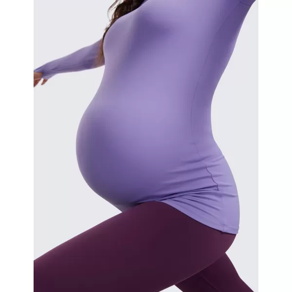 CRZ YOGA Womens Butterluxe Long Sleeve Maternity Tops Crewneck Pregnancy Basic Shirts Soft Athletic Yoga Casual Tee ShirtDark Lavender Purple