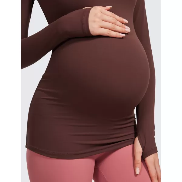 CRZ YOGA Womens Butterluxe Long Sleeve Maternity Tops Crewneck Pregnancy Basic Shirts Soft Athletic Yoga Casual Tee ShirtTaupe