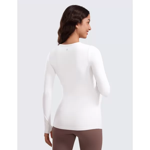 CRZ YOGA Womens Butterluxe Long Sleeve Maternity Tops Crewneck Pregnancy Basic Shirts Soft Athletic Yoga Casual Tee ShirtWhite