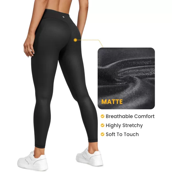 CRZ YOGA Womens Butterluxe Low Rise Workout Leggings 25 Inches  Comfy Buttery Soft Gym Lounge Yoga PantsFaux Leather Black