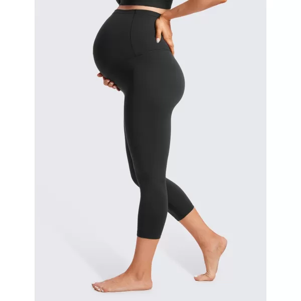 CRZ YOGA Womens Butterluxe Maternity Capris Leggings 21  Crop Pants Over The Belly Workout Active Yoga Pregnancy SoftBlack