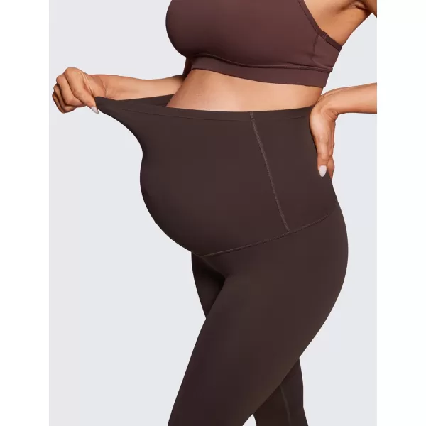 CRZ YOGA Womens Butterluxe Maternity Capris Leggings 21  Crop Pants Over The Belly Workout Active Yoga Pregnancy SoftHot Fudge Brown