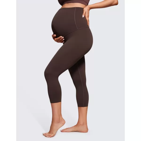 CRZ YOGA Womens Butterluxe Maternity Capris Leggings 21  Crop Pants Over The Belly Workout Active Yoga Pregnancy SoftHot Fudge Brown