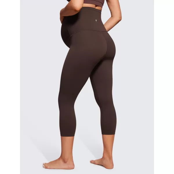 CRZ YOGA Womens Butterluxe Maternity Capris Leggings 21  Crop Pants Over The Belly Workout Active Yoga Pregnancy SoftHot Fudge Brown