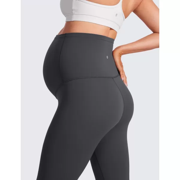 CRZ YOGA Womens Butterluxe Maternity Capris Leggings 21  Crop Pants Over The Belly Workout Active Yoga Pregnancy SoftMysterious Grey