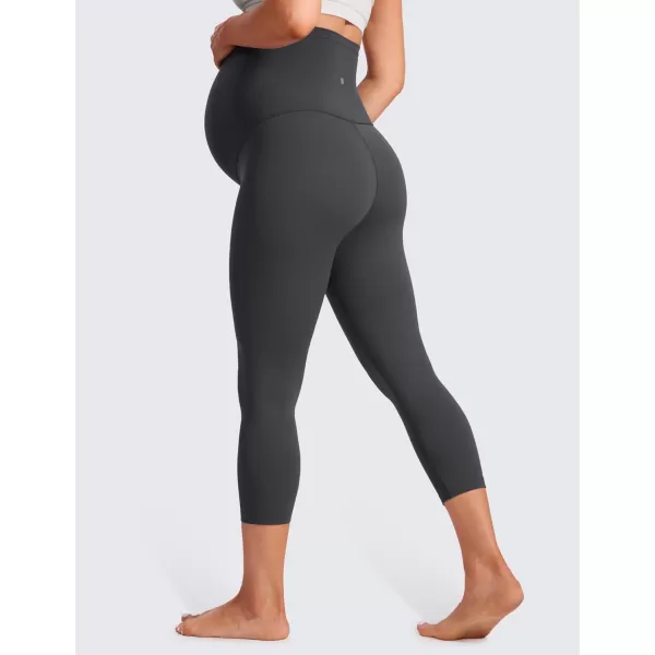 CRZ YOGA Womens Butterluxe Maternity Capris Leggings 21  Crop Pants Over The Belly Workout Active Yoga Pregnancy SoftMysterious Grey