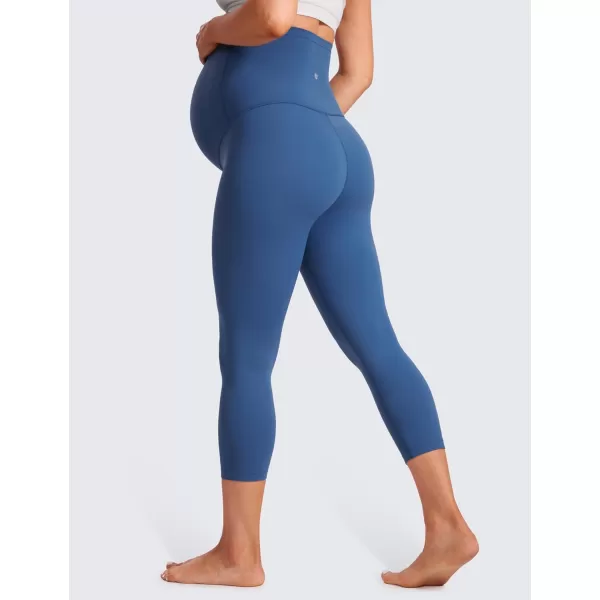 CRZ YOGA Womens Butterluxe Maternity Capris Leggings 21  Crop Pants Over The Belly Workout Active Yoga Pregnancy SoftPitch Blue