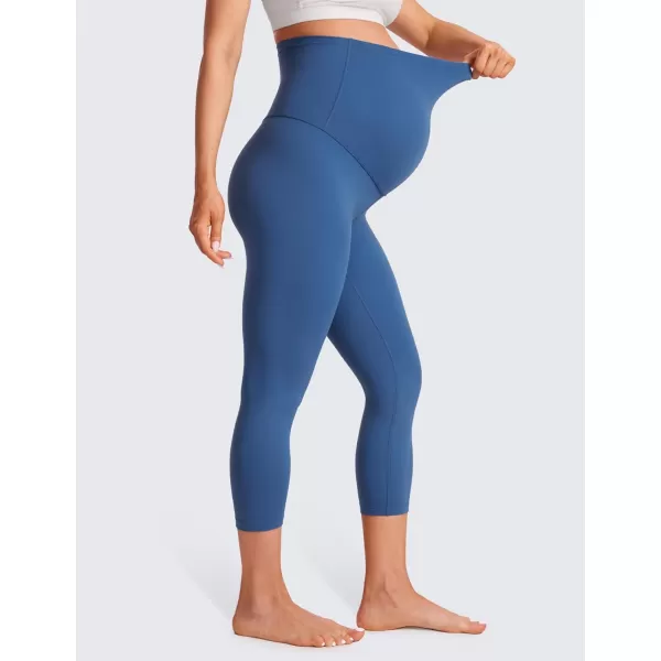 CRZ YOGA Womens Butterluxe Maternity Capris Leggings 21  Crop Pants Over The Belly Workout Active Yoga Pregnancy SoftPitch Blue