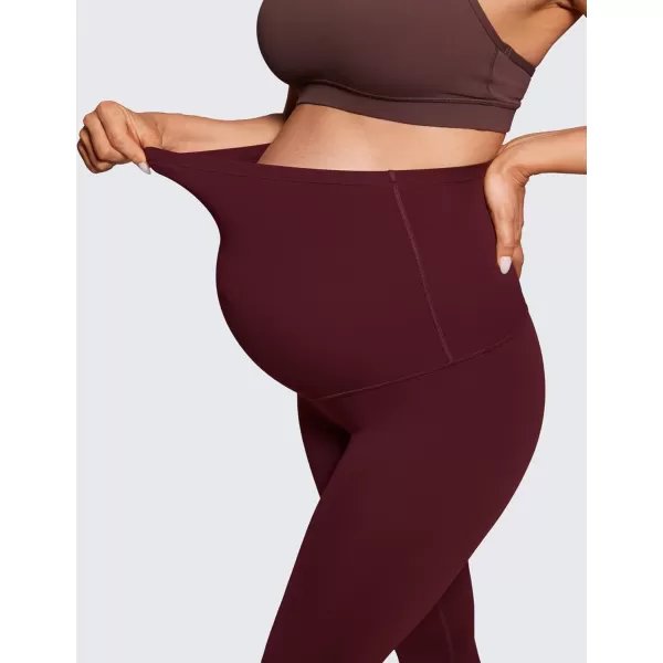 CRZ YOGA Womens Butterluxe Maternity Capris Leggings 21  Crop Pants Over The Belly Workout Active Yoga Pregnancy SoftRed Merlot