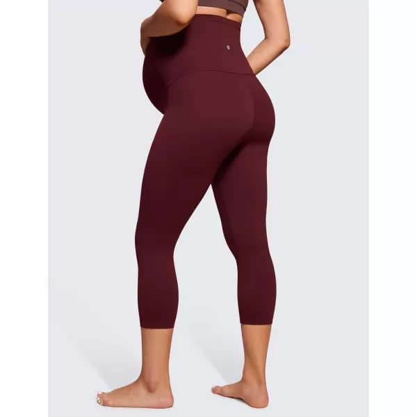 CRZ YOGA Womens Butterluxe Maternity Capris Leggings 21  Crop Pants Over The Belly Workout Active Yoga Pregnancy SoftRed Merlot