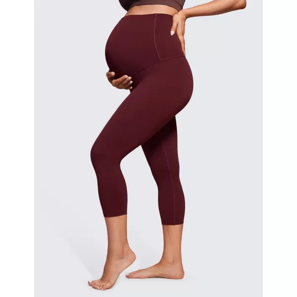 CRZ YOGA Womens Butterluxe Maternity Capris Leggings 21  Crop Pants Over The Belly Workout Active Yoga Pregnancy SoftRed Merlot