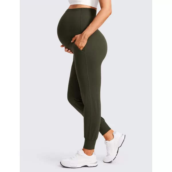 CRZ YOGA Womens Butterluxe Maternity Joggers with Pockets 27  Workout Activewear Yoga Pregnancy Pants Buttery SoftOlive Green