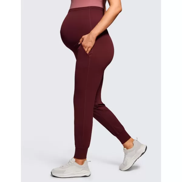 CRZ YOGA Womens Butterluxe Maternity Joggers with Pockets 27  Workout Activewear Yoga Pregnancy Pants Buttery SoftRed Merlot