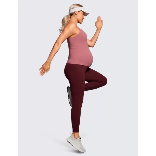 CRZ YOGA Womens Butterluxe Maternity Joggers with Pockets 27  Workout Activewear Yoga Pregnancy Pants Buttery SoftRed Merlot