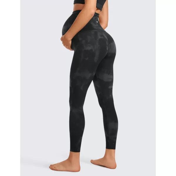 CRZ YOGA Womens Butterluxe Maternity Leggings 25  28  Workout Activewear Yoga Pregnancy Pants Over The Belly Buttery Soft25 inches Black Tie Dye Flowers