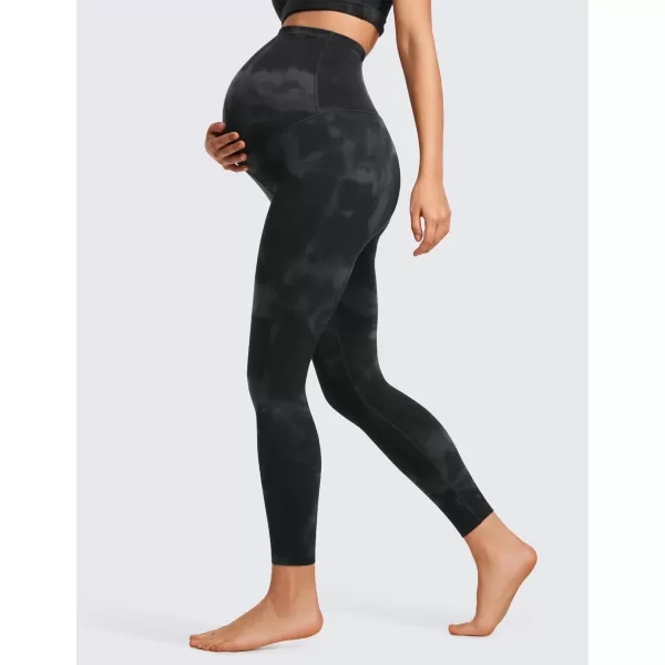 CRZ YOGA Womens Butterluxe Maternity Leggings 25  28  Workout Activewear Yoga Pregnancy Pants Over The Belly Buttery Soft25 inches Black Tie Dye Flowers