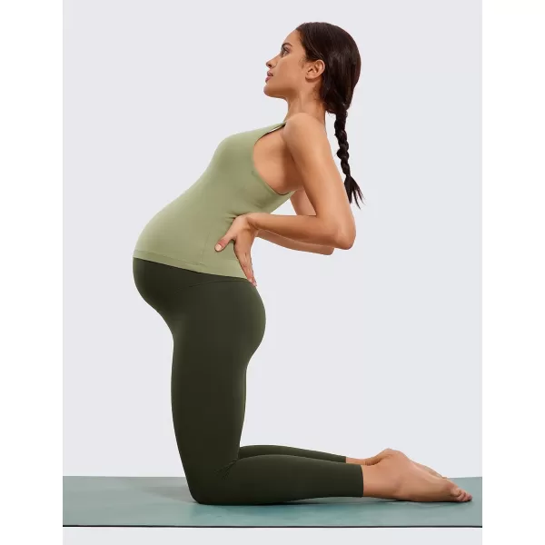 CRZ YOGA Womens Butterluxe Maternity Leggings 25  28  Workout Activewear Yoga Pregnancy Pants Over The Belly Buttery Soft25 inches Olive Green