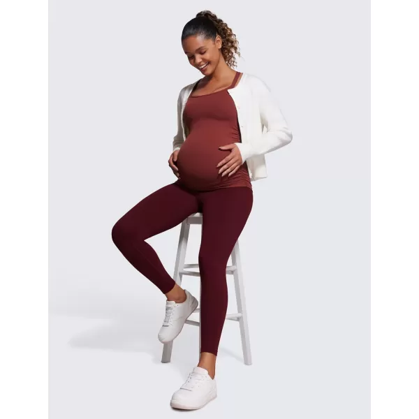 CRZ YOGA Womens Butterluxe Maternity Leggings 25  28  Workout Activewear Yoga Pregnancy Pants Over The Belly Buttery Soft25 inches Red Merlot