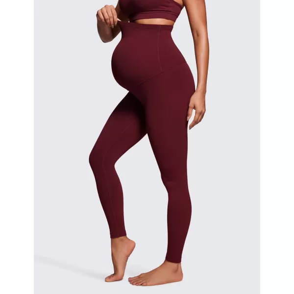 CRZ YOGA Womens Butterluxe Maternity Leggings 25  28  Workout Activewear Yoga Pregnancy Pants Over The Belly Buttery Soft28 inches Red Merlot