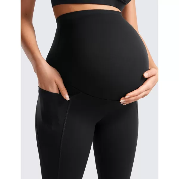 CRZ YOGA Womens Butterluxe Maternity Leggings with Pockets 25  Workout Activewear Yoga Pregnancy Pants Buttery Soft25 inches Black