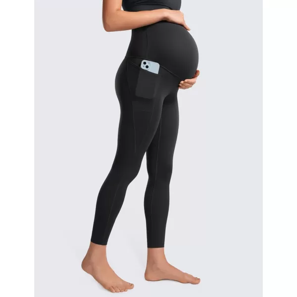 CRZ YOGA Womens Butterluxe Maternity Leggings with Pockets 25  Workout Activewear Yoga Pregnancy Pants Buttery Soft25 inches Black