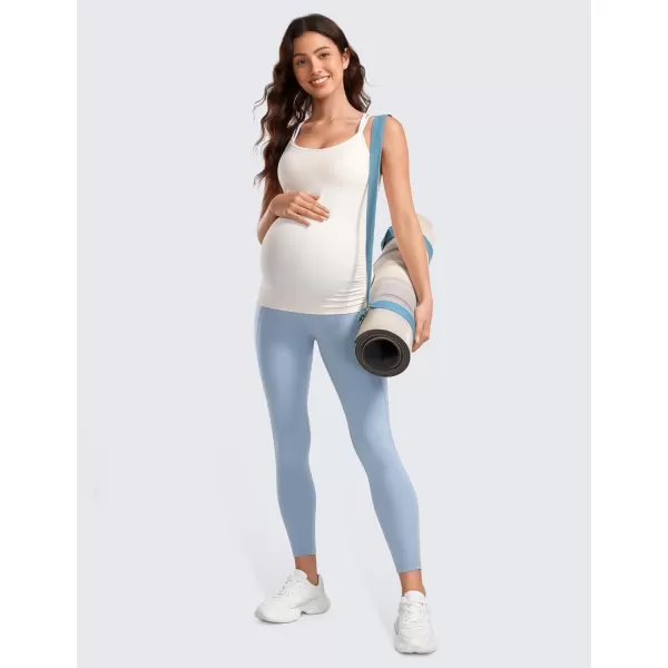 CRZ YOGA Womens Butterluxe Maternity Leggings with Pockets 25  Workout Activewear Yoga Pregnancy Pants Buttery Soft25 inches Cambric Blue