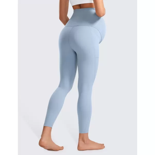 CRZ YOGA Womens Butterluxe Maternity Leggings with Pockets 25  Workout Activewear Yoga Pregnancy Pants Buttery Soft25 inches Cambric Blue