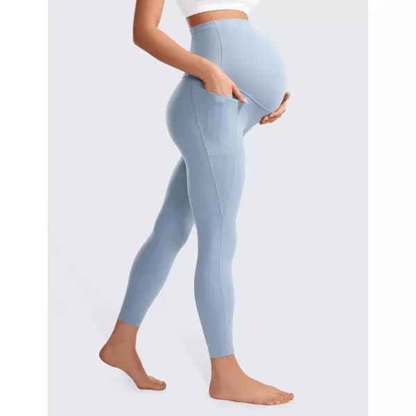 CRZ YOGA Womens Butterluxe Maternity Leggings with Pockets 25  Workout Activewear Yoga Pregnancy Pants Buttery Soft25 inches Cambric Blue