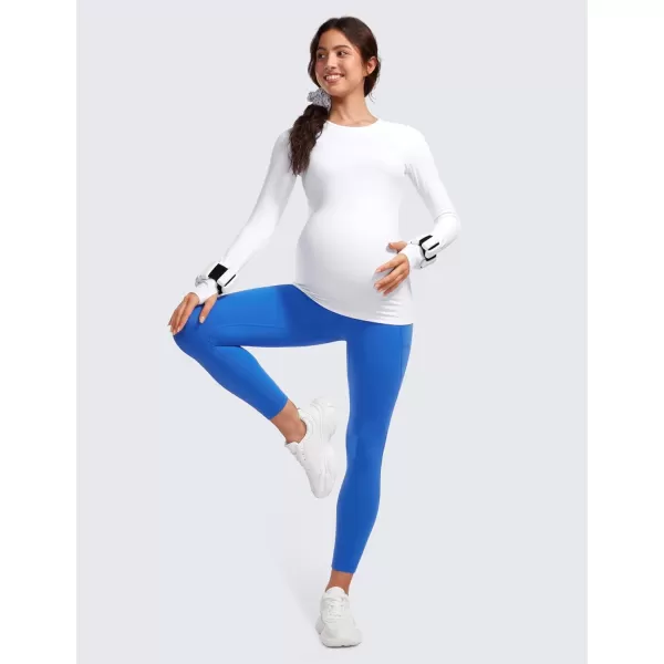 CRZ YOGA Womens Butterluxe Maternity Leggings with Pockets 25  Workout Activewear Yoga Pregnancy Pants Buttery Soft25 inches Sparkle Blue