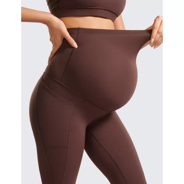 CRZ YOGA Womens Butterluxe Maternity Leggings with Pockets 25  Workout Activewear Yoga Pregnancy Pants Buttery Soft25 inches Taupe