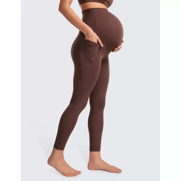 CRZ YOGA Womens Butterluxe Maternity Leggings with Pockets 25  Workout Activewear Yoga Pregnancy Pants Buttery Soft25 inches Taupe